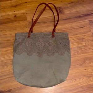 Army Green Canvas Tote Bag Vintage // Boho Style